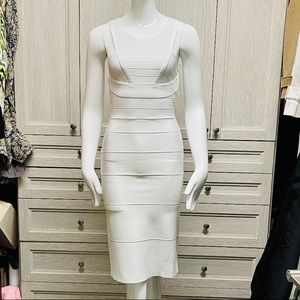 HERVE LEGER VINTAGE BANDAGE DRESS IN WHITE